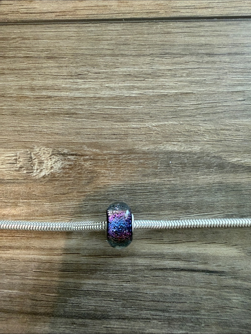 Purple Iridescent Glass Charm Bead